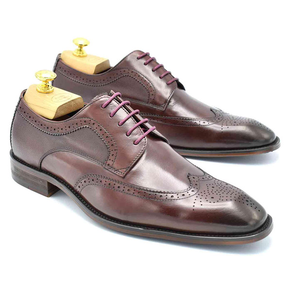 Paolo Vandini Gerard Men's Mod Wingtip Brogue Derby Shoes in Wine