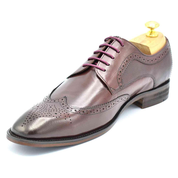 Paolo Vandini Gerard Men's Retro Wingtip Brogue Derby Shoes in Wine