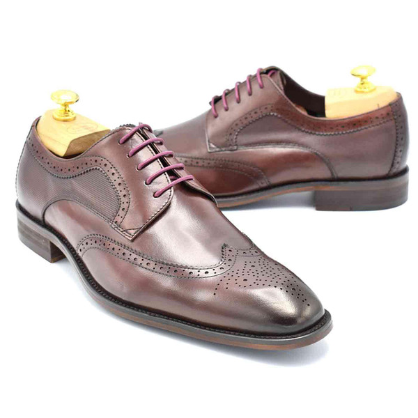 Paolo Vandini Gerard Wingtip Brogue Derby Shoes in Wine Leather