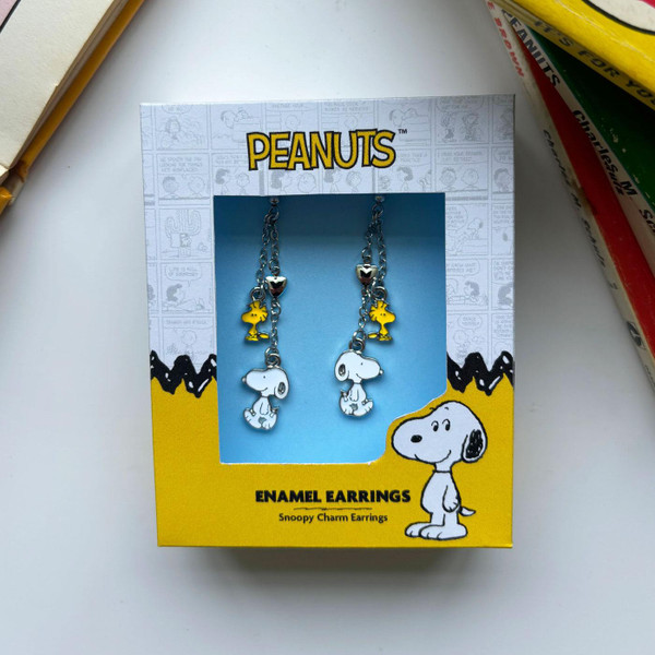 Peanuts Snoopy and Woodstock Drop Earrings in Silver PEAEAESN001