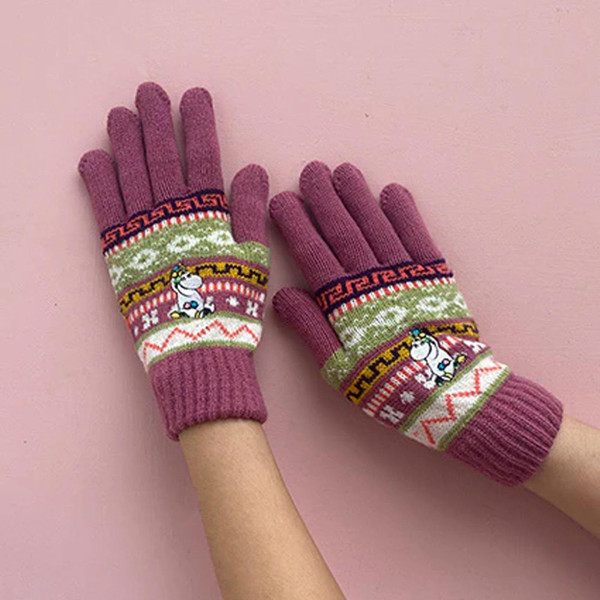 Moomin Snorkmaiden Fair Isle Gloves in Purple MMGFISNO001