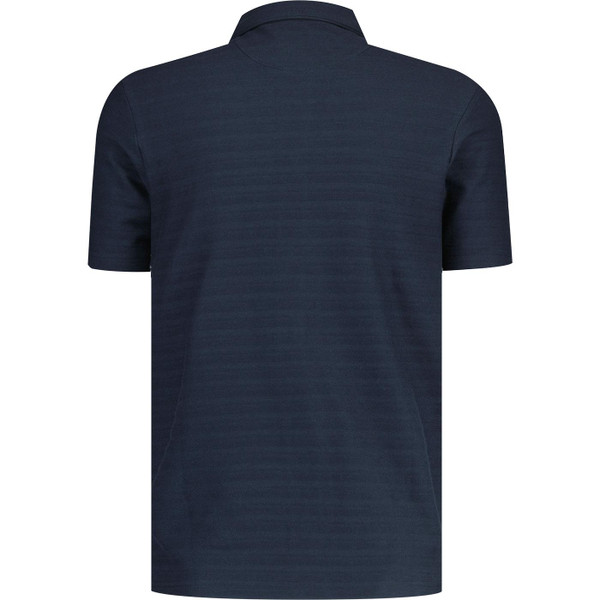 farah vintage mens massey textured jacquard stripe button through polo tshirt navy