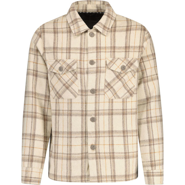 french connection mens double chest pocket check button through overshirt stone