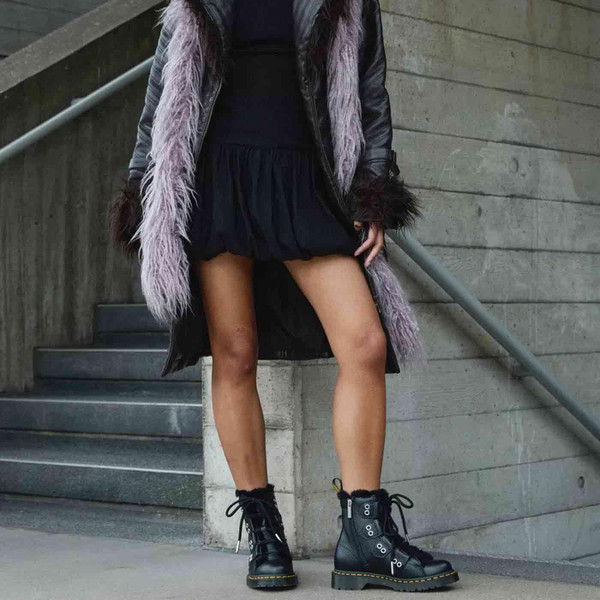 Dr Martens 1460 Ghillie Women's Retro 1980s Faux Fur Lined Boots in Black