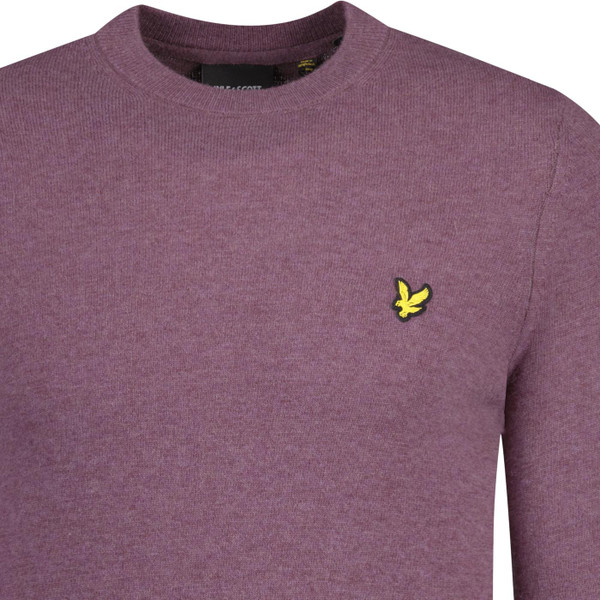 lyle and scott mens lambswool blend crew neck knitted jumper mauve marl