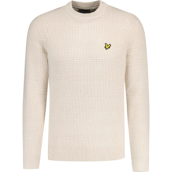 lyle and scott mens waffle knit crew neck jumper cove beige