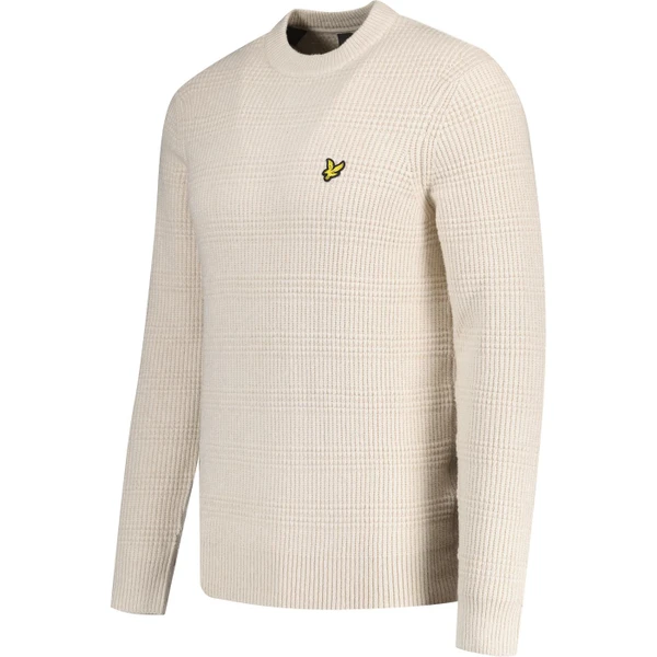 lyle and scott mens waffle knit crew neck jumper cove beige