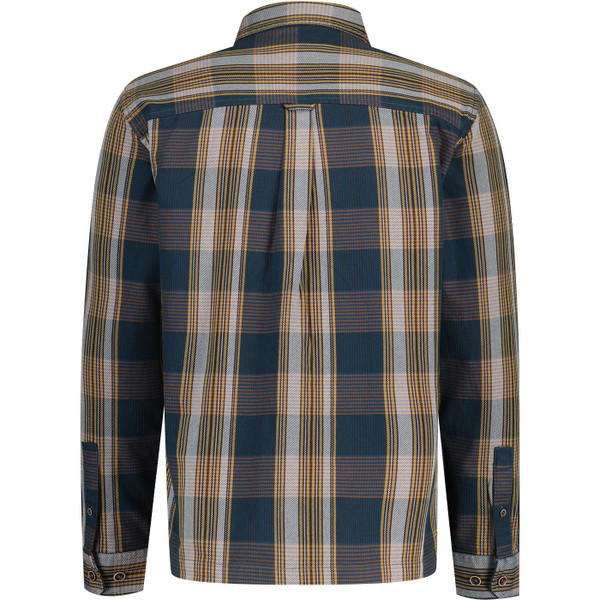 ben sherman mens retro cotton twill check button through overshirt navy mustard yellow