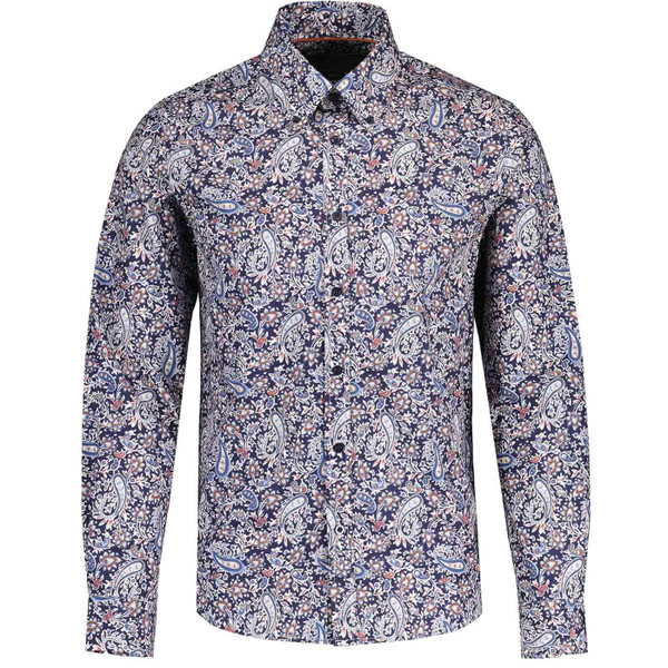 Merc Gore Multicolour Mod Paisley Print Shirt in Navy	