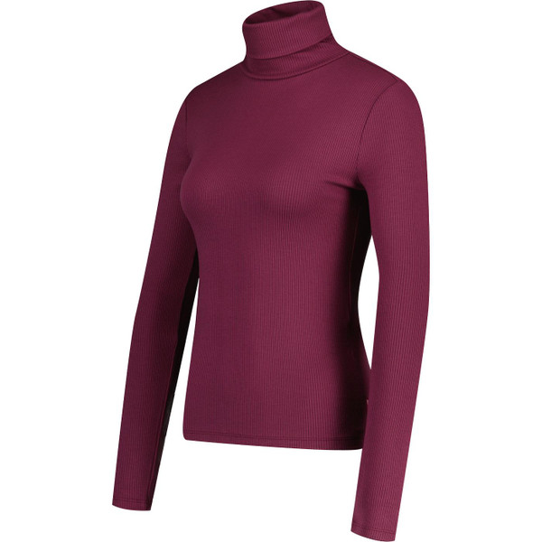 levis womens dreamy fitted ribbed knit turtleneck long sleeve top burgundy