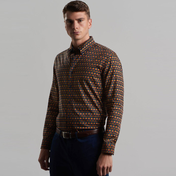 Ben Sherman Retro Print 70s Shirt in Wine 0077823 580 Ben Sherman Retro Print 70s Shirt in Wine 0077823 580