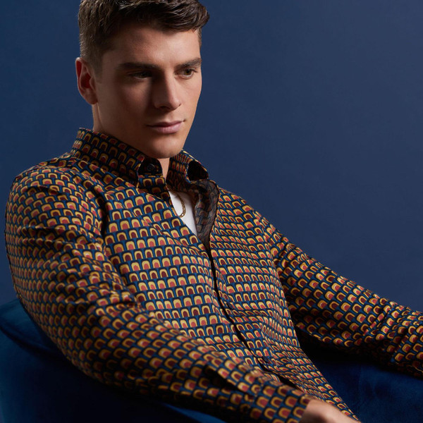 Ben Sherman Retro Print 70s Shirt in Wine 0077823 580 Ben Sherman Retro Print 70s Shirt in Wine 0077823 580