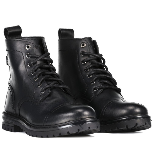 levis mens sparrow faux leather retro laced ankle boots full black