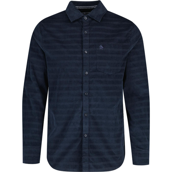 original penguin mens dobby corduroy button down long sleeve shirt dark sapphire