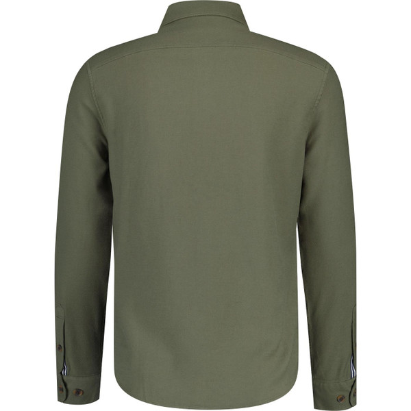 original penguin twin chest pocket loop back long sleeve overshirt olive green