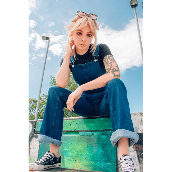 Madcap England Women's Retro 70s Denim Dungaree Bib Flares