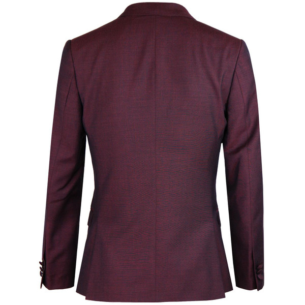 Madcap England Retro 1960s Mod Mohair Tonic 3 Button Suit Jacket in Burgundy