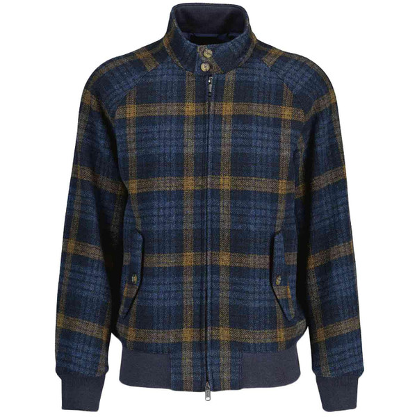 Baracuta G9 Pattern Wool Tartan Check Harrington Jacket in Blue BRCPS1075 7045