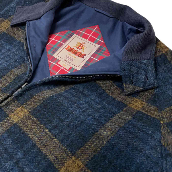 Baracuta G9 Pattern Wool Tartan Check Mod Harrington Jacket in Blue BRCPS1075 7045