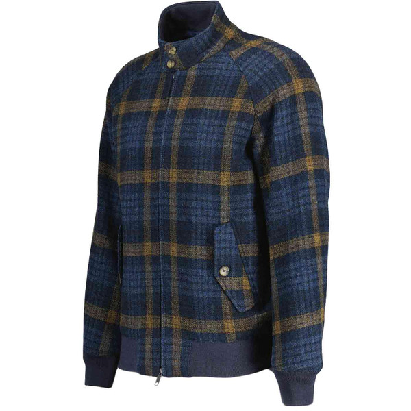 Baracuta G9 Pattern Wool Check Mod Harrington Jacket in Blue BRCPS1075 7045
