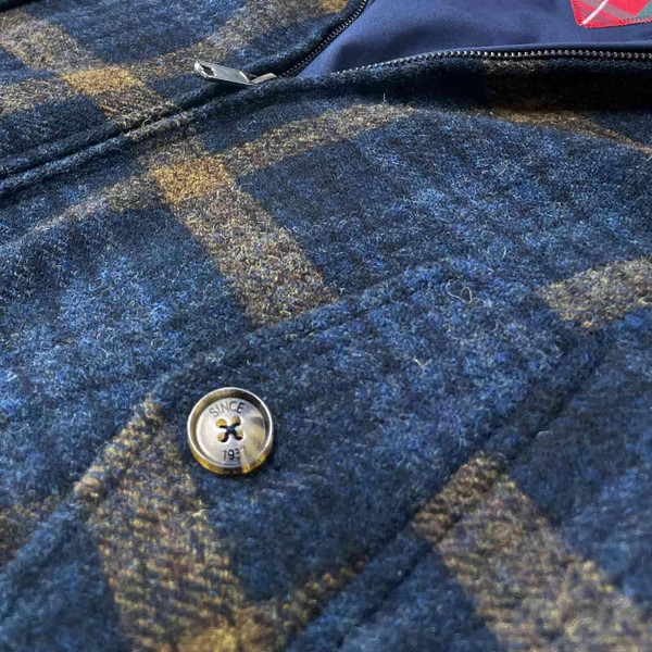 Baracuta G9 Pattern Wool Check Retro Harrington Jacket in Blue BRCPS1075 7045