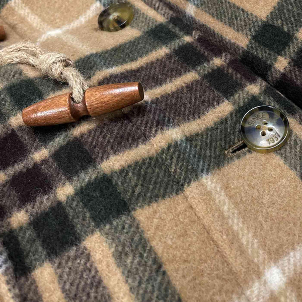 Baracuta Retro Double Wool Short Duffle Coat in Brown Tartan Check BRCPS1063 7082