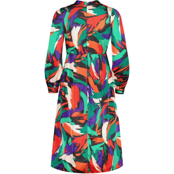 louche womens avion hofmann multicolour abstract paint strokes print long sleeve midi dress black green red