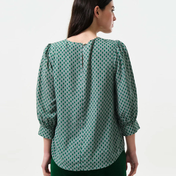 Louche Mellie Retro 70s Flower Tile Blouse Top