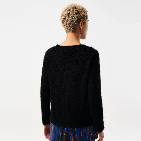 Louche Women's Blanka Eyelash Long Sleeve Fluffy Jumper in Black