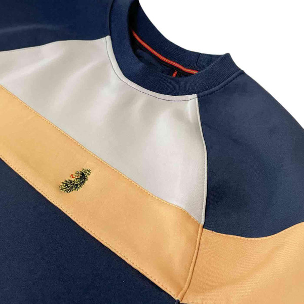 Luke Adam 3 Men's Indie Stripe Panel Taped Sleeve Sweatshirt in Navy