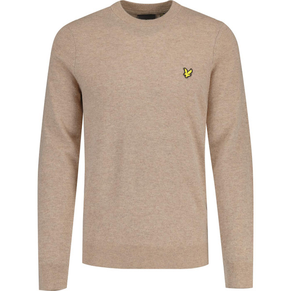 lyle and scott mens lambswool blend crew neck jumper heritage taupe marl