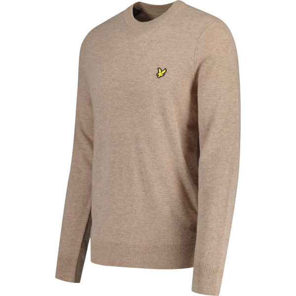 lyle and scott mens lambswool blend crew neck jumper heritage taupe marl