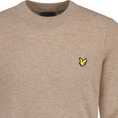 lyle and scott mens lambswool blend crew neck jumper heritage taupe marl