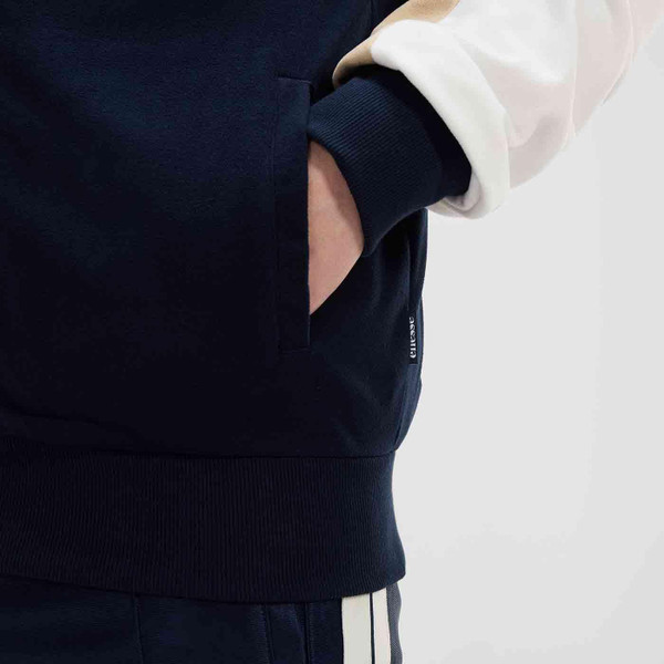 Ellesse Anzios Indie Suedette Colour Block Track Jacket in White and Navy SHX21081