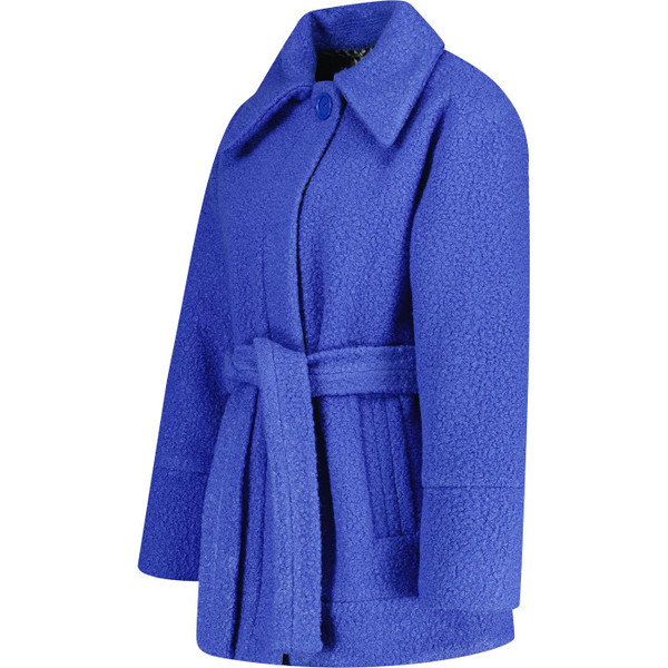 mademoiselle yeye womens luna belted short borg jacket electric blue