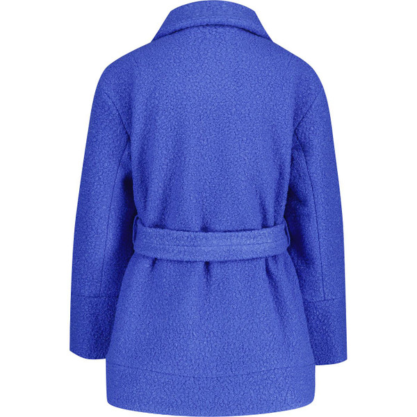 mademoiselle yeye womens luna belted short borg jacket electric blue