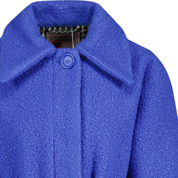 mademoiselle yeye womens luna belted short borg jacket electric blue