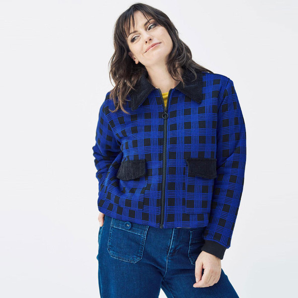 Mademoiselle Yeye Rebel Riffmaster Retro Blue Buffalo Check Jacket 42605