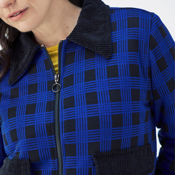 Mademoiselle Yeye Rebel Riffmaster Retro Blue Buffalo Check Jacket 42605