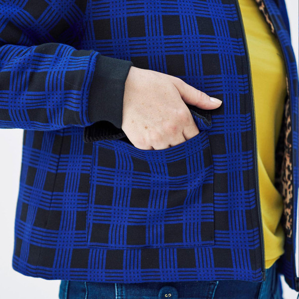 Mademoiselle Yeye Rebel Riffmaster Retro Blue Buffalo Check Jacket 42605