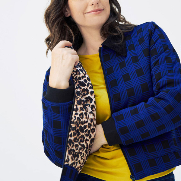 Mademoiselle Yeye Rebel Riffmaster Retro Blue Buffalo Check Jacket 42605