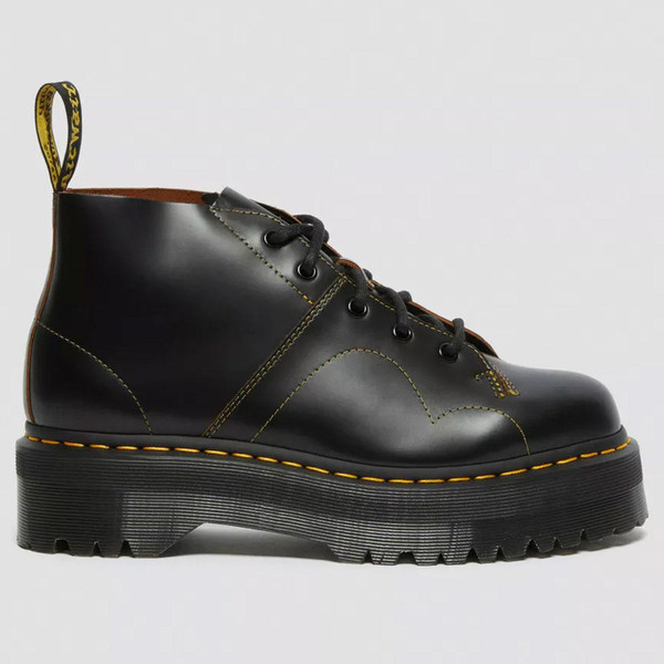 Dr Martens Mens Church Platform Quad Monkey Boots in Black Leather 25357001