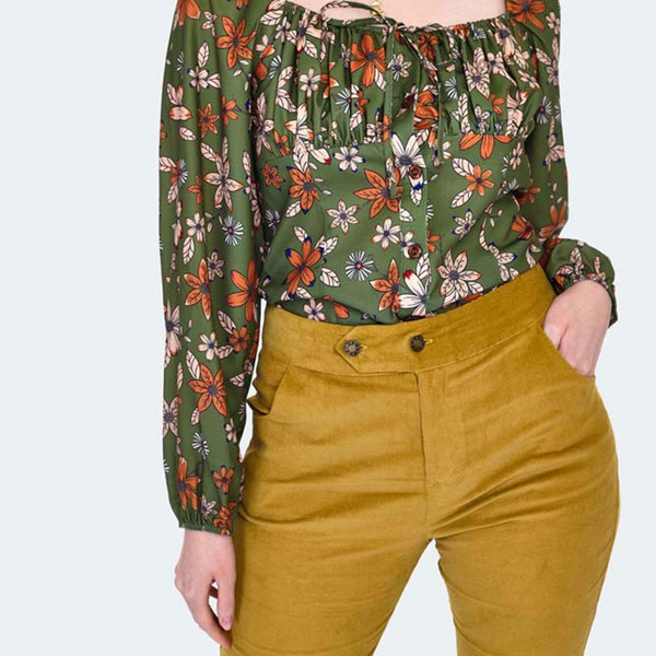 Voodoo Vixen Women's 70s Corduroy Flare Trousers in Mustard TRA4970