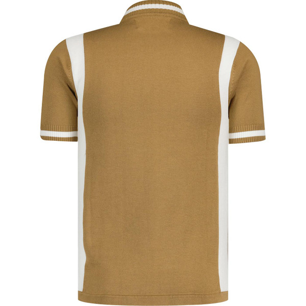 Madcap England Mens Vitesse Retro 60s Mod Stripe Panel Cycling Top in Fall Leaf Brown
