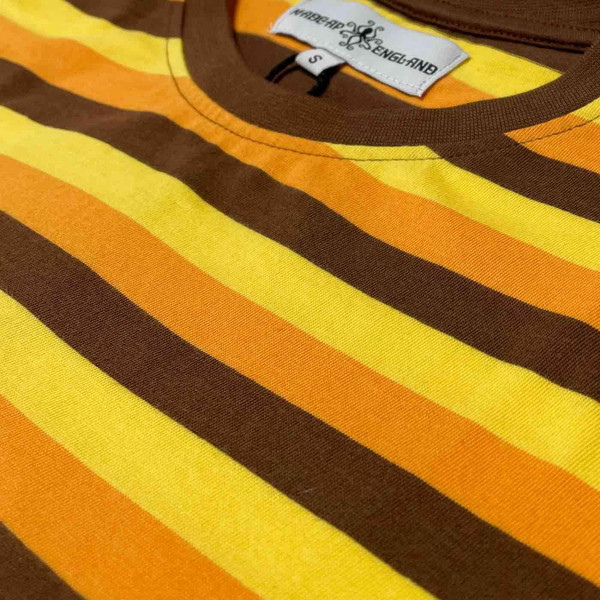 Beatwave Men's Mod Stripe T-shirt in Orange/Yellow/Brown by Madcap England MC1121