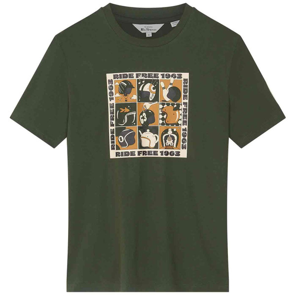 Ben Sherman Trippy Scooter Helmets T-shirt in Green 0078236 072