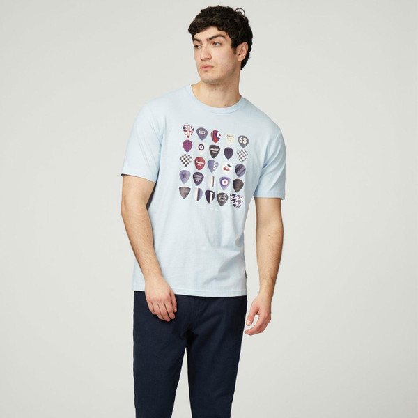 Ben Sherman Men's Retro Guitar Plectrum T-shirt in Sky 0078222 120
