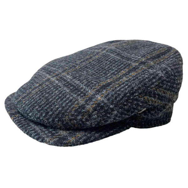 Failsworth Finsbay Harris Tweed Vintage Flat Cap in Navy