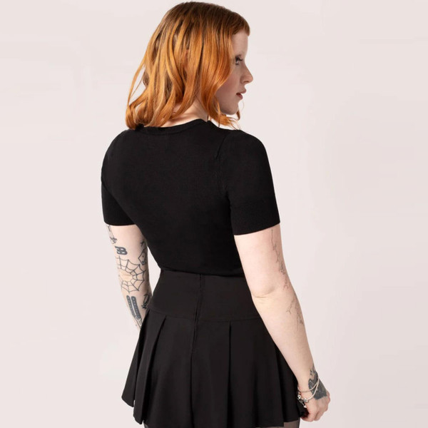 Hell Bunny Jack-O-Lantern Cut-Out T-Shirt Top in Black/Orange