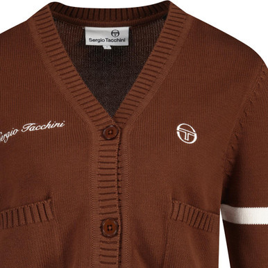 sergio tacchini womens frankie front pockets knitted cardigan cappuccino brown